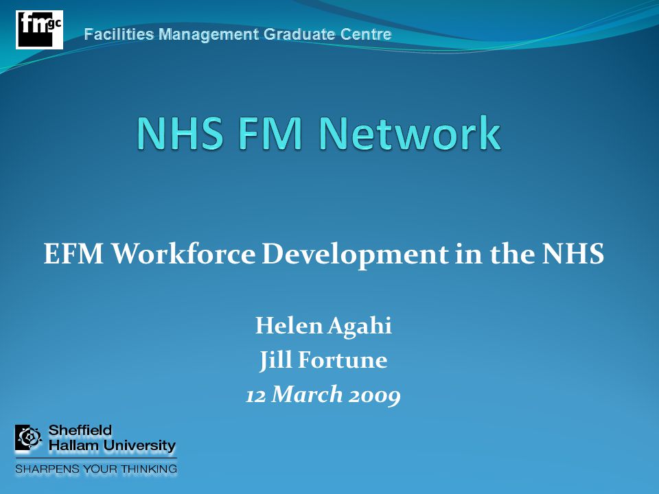 EFM Workforce Development in the NHS Helen Agahi Jill Fortune 12 March 2009