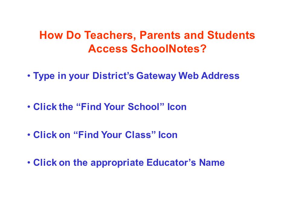 How Do Teachers, Parents and Students Access SchoolNotes.