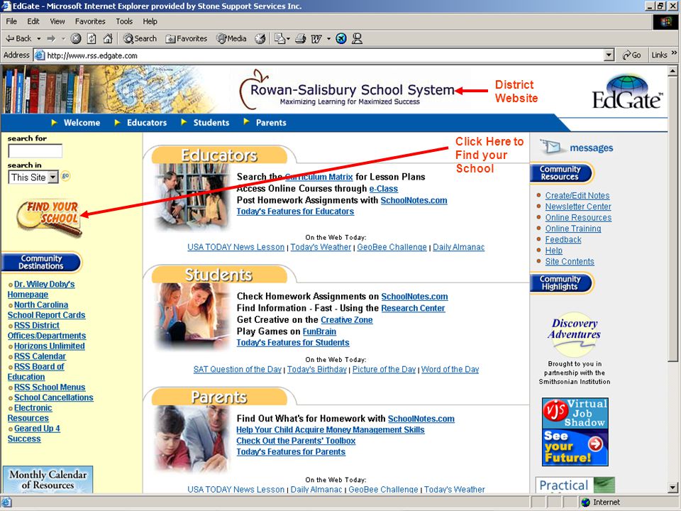 District Website Click Here to Find your School