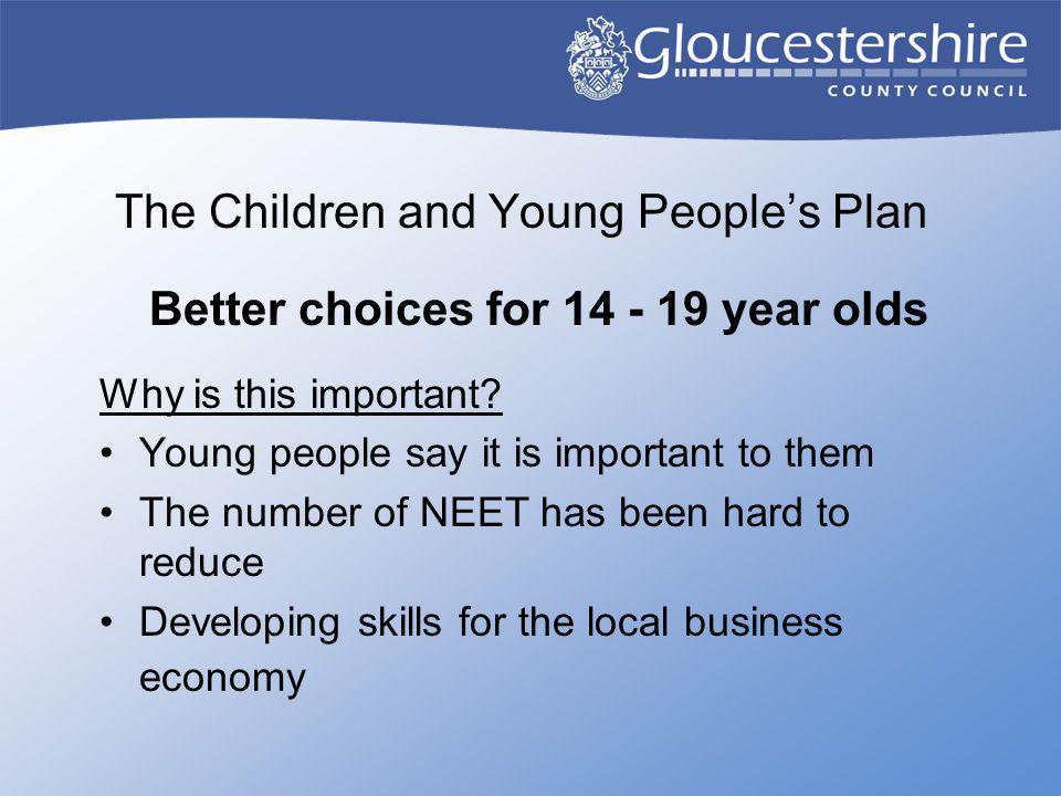 The Children and Young People’s Plan Better choices for year olds Why is this important.
