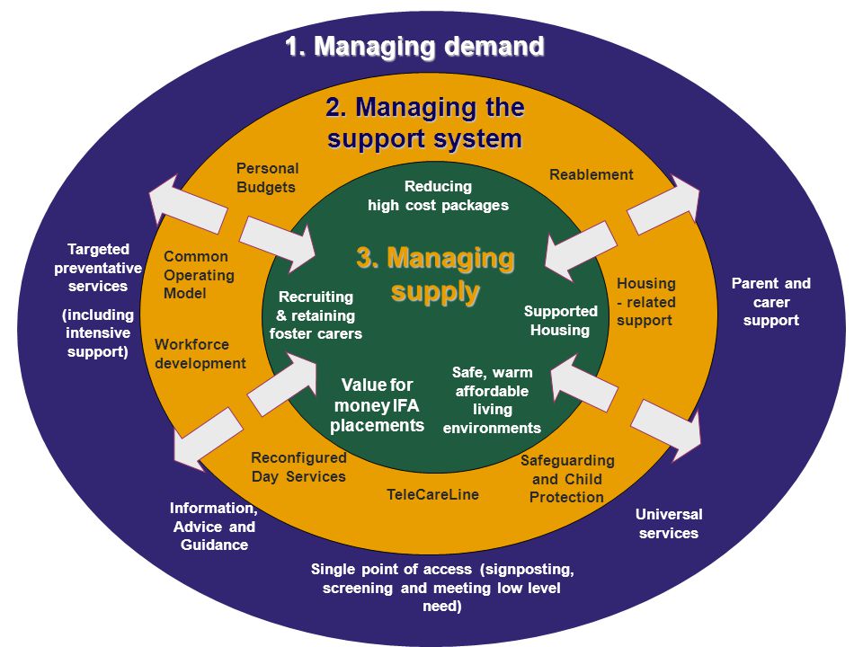 2. Managing the support system 1. Managing demand 3.