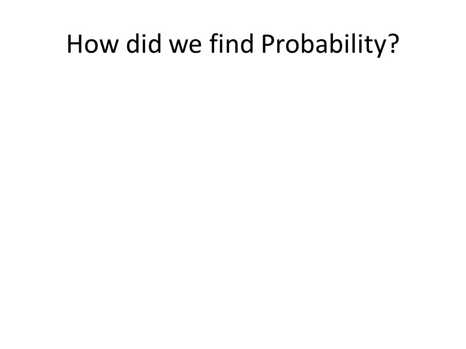 How did we find Probability