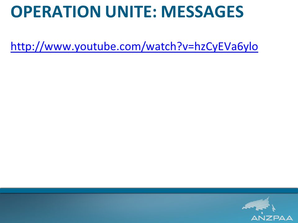 OPERATION UNITE: MESSAGES   v=hzCyEVa6ylo