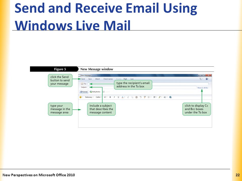XP Send and Receive  Using Windows Live Mail 22New Perspectives on Microsoft Office 2010