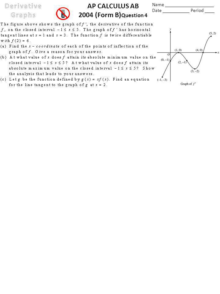 AP CALCULUS AB 2004 (Form B) Question 4 Name ____________________ Date ___________ Period ____