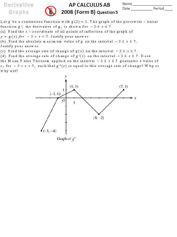 AP CALCULUS AB 2008 (Form B) Question 5 Name ____________________ Date ___________ Period ____