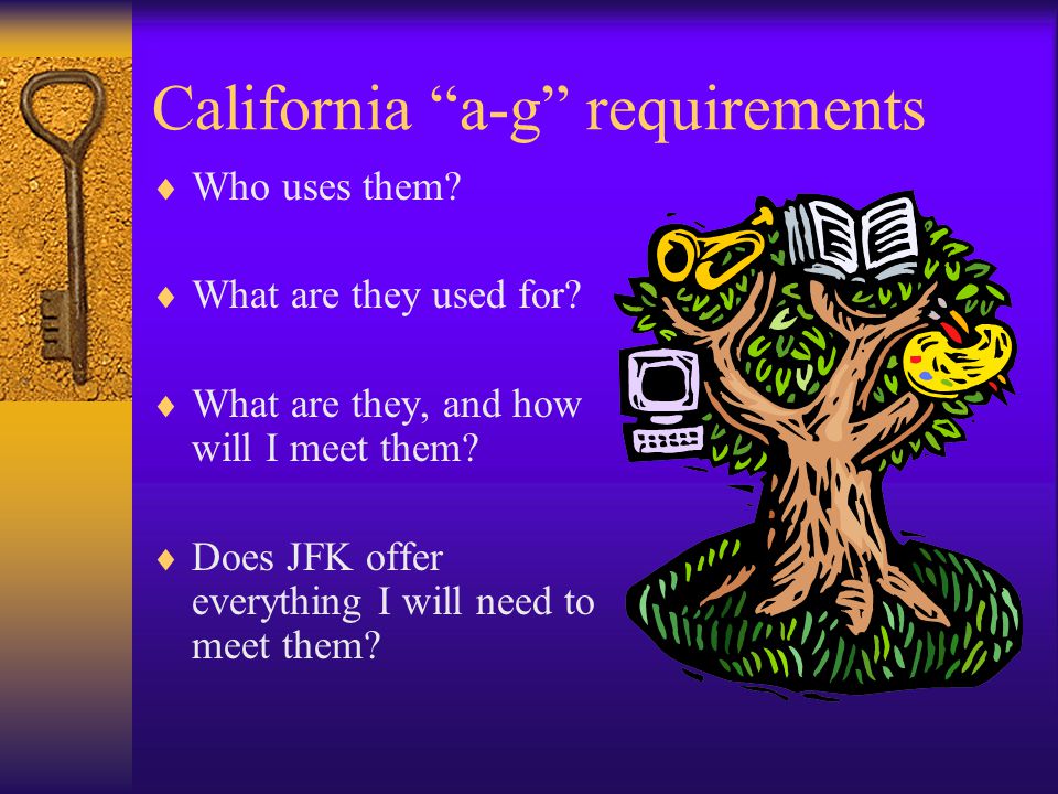 California a-g requirements  Who uses them.  What are they used for.