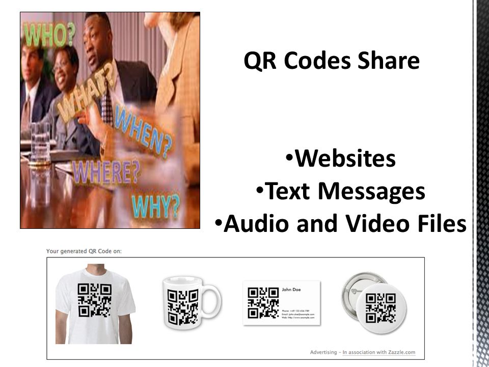 QR Codes Share Websites Text Messages Audio and Video Files