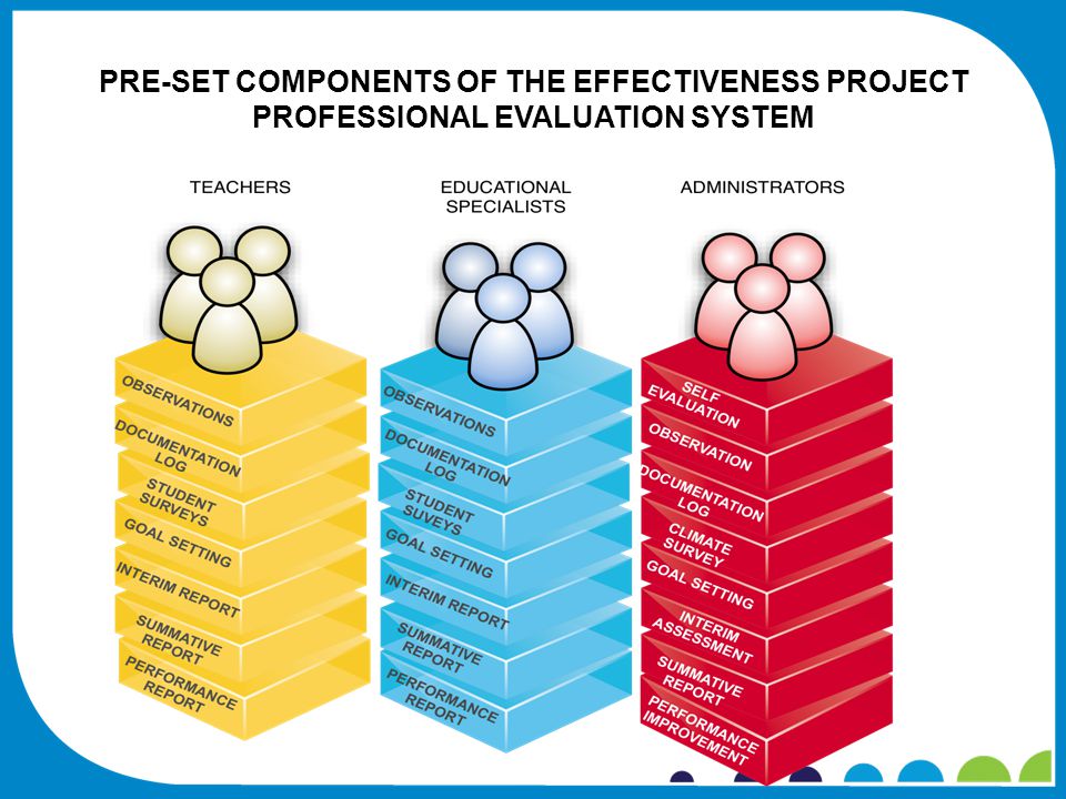 PRE-SET COMPONENTS OF THE EFFECTIVENESS PROJECT PROFESSIONAL EVALUATION SYSTEM