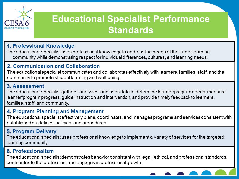 Educational Specialist Performance Standards 4.