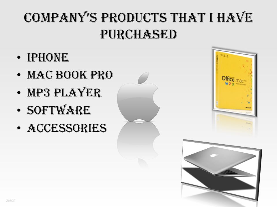 COMPANY’S PRODUCTS THAT I HAVE PURCHASED IPHONE MAC BOOK PRO MP3 PLAYER SOFTWARE ACCESSORIES