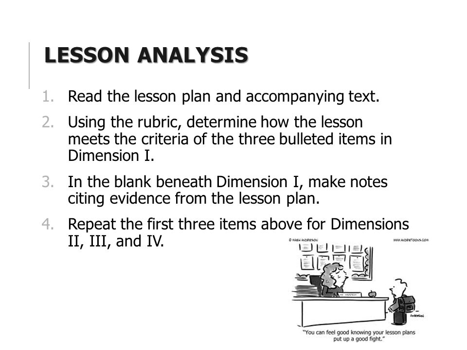 LESSON ANALYSIS 1.Read the lesson plan and accompanying text.