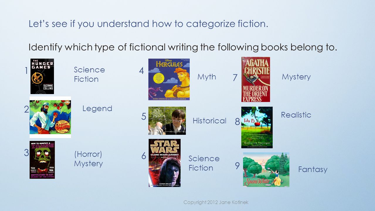 Let’s see if you understand how to categorize fiction.