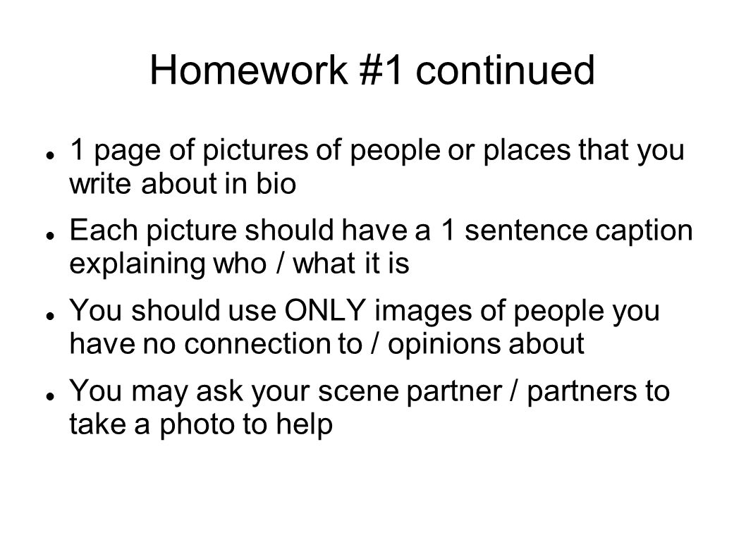 Homework #288  Write a Character Biography  Written part = 28