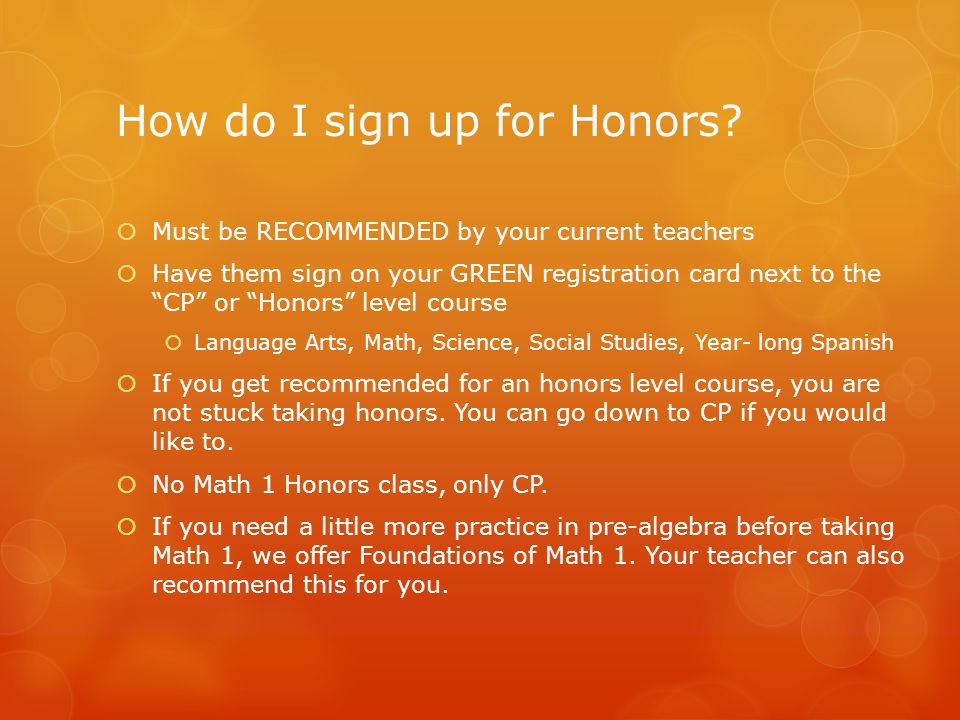 How do I sign up for Honors.