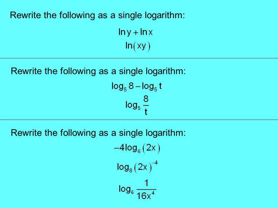 Rewrite the following as a single logarithm: