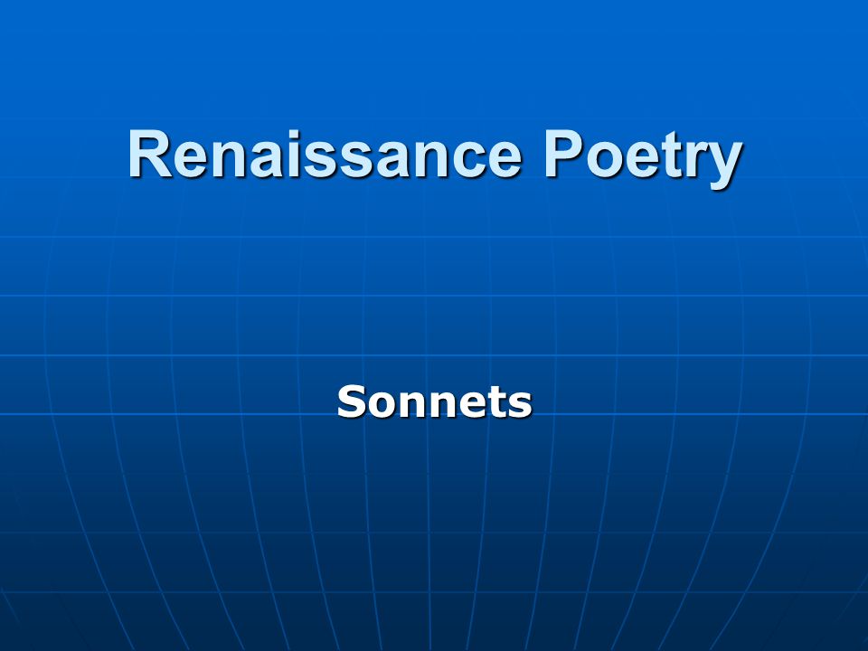 Renaissance Poetry Sonnets