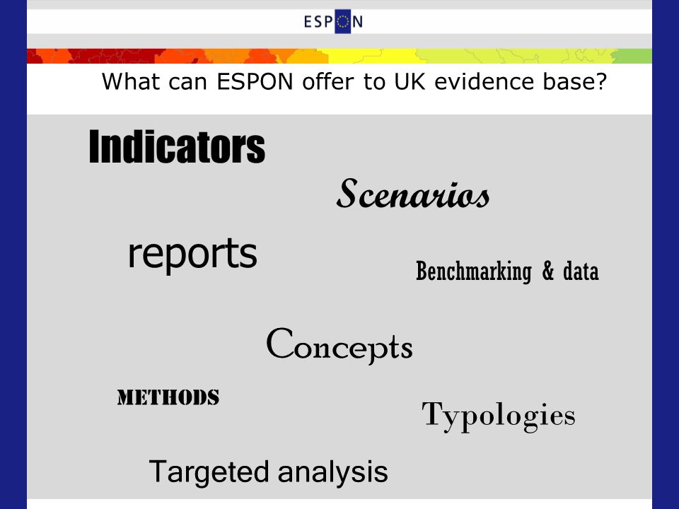 What can ESPON offer to UK evidence base.