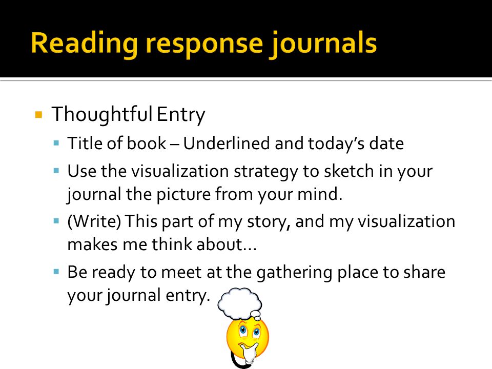  Thoughtful Entry  Title of book – Underlined and today’s date  Use the visualization strategy to sketch in your journal the picture from your mind.