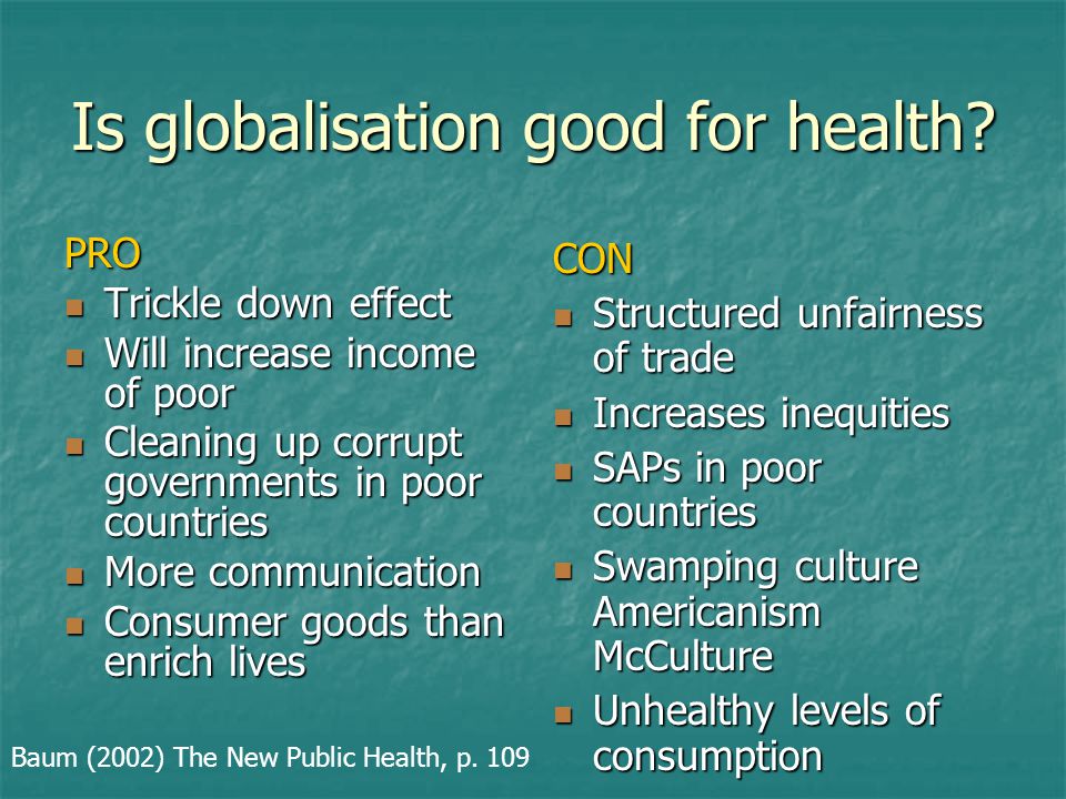 Is globalisation good for health.