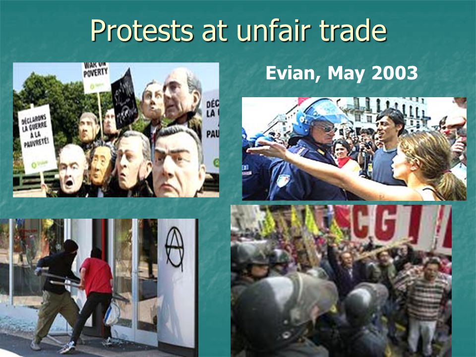 Protests at unfair trade Evian, May 2003