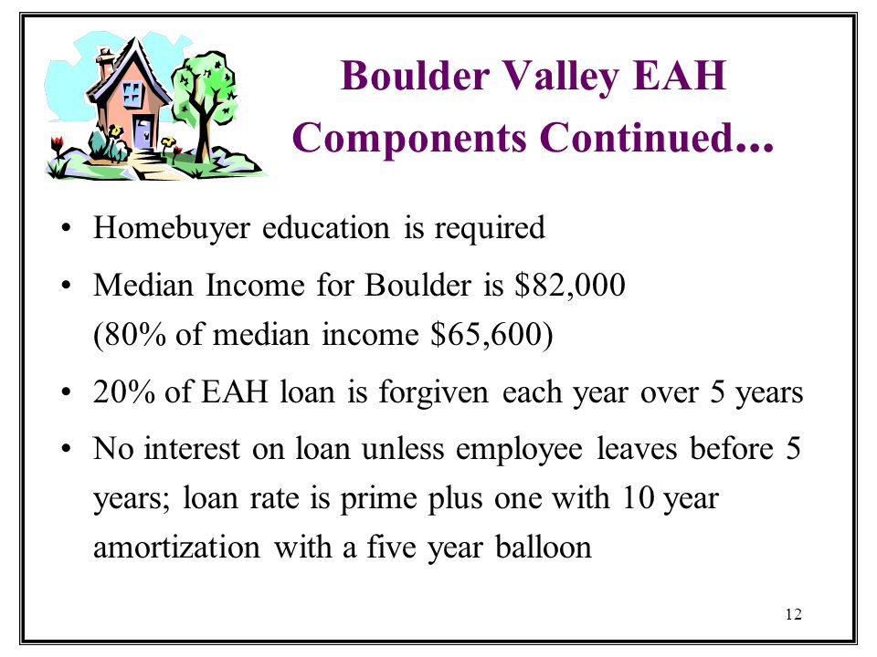 12 Boulder Valley EAH Components Continued...