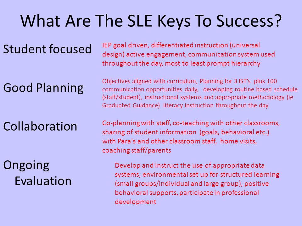 What Are The SLE Keys To Success.