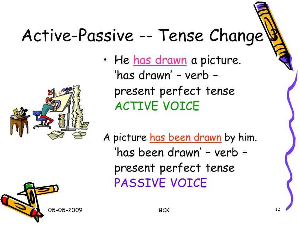 Active-Passive – Tense Change 2 He is building a sand castle.