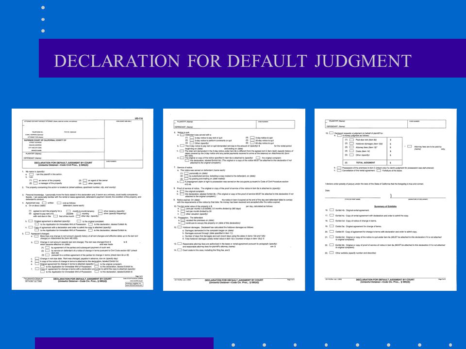DECLARATION FOR DEFAULT JUDGMENT