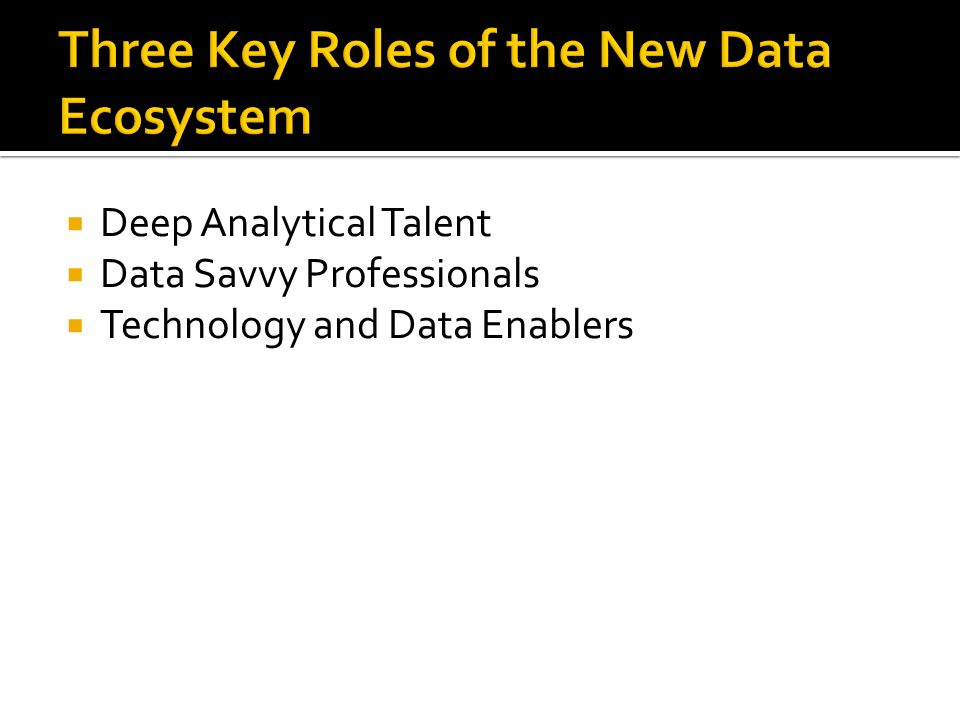  Deep Analytical Talent  Data Savvy Professionals  Technology and Data Enablers