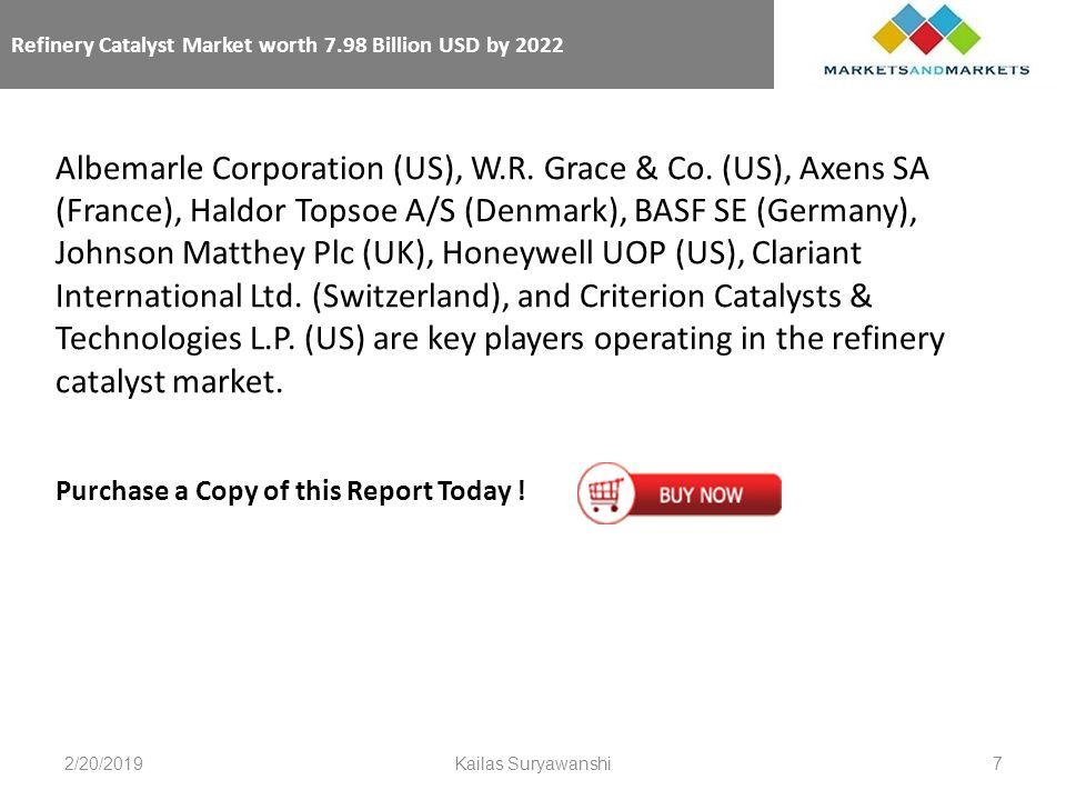 Marketsandmarkets presents refinery catalyst market by type