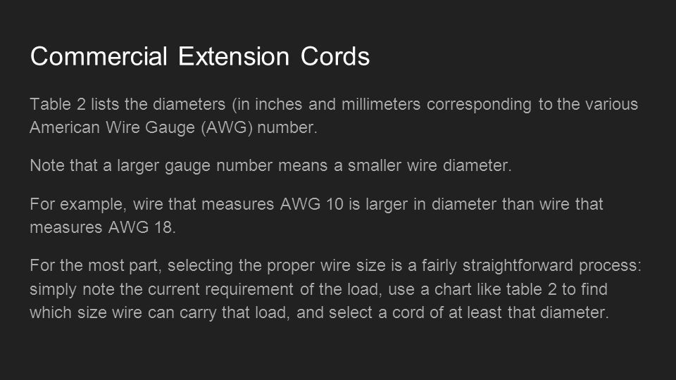 Extension Cord Size Chart