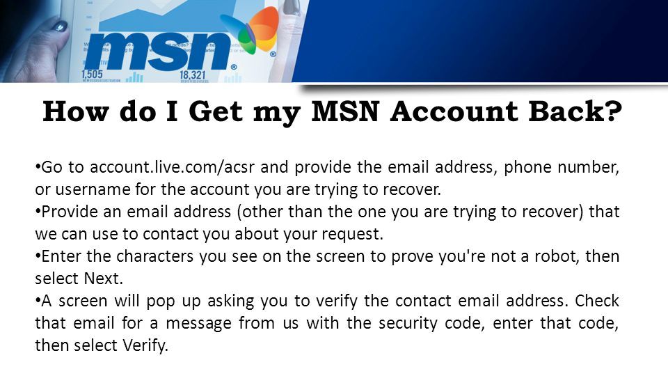How do i get my msn account back msn helpline contact number ppt